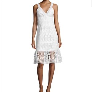 DVF Tiana Sleeveless Lace Flounce Dress, White